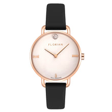 Load image into Gallery viewer, Pure Diamond Midnight Black and Rose Gold Watch | 30mm