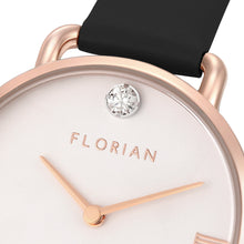 Load image into Gallery viewer, Pure Diamond Midnight Black and Rose Gold Watch | 30mm