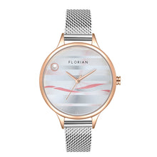 Load image into Gallery viewer, Happy Lady La Mer Dial Silver and Rose Gold Mesh Watch | 34mm