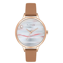 Load image into Gallery viewer, Happy Lady La Mer Dial Tenne Brown and Rose Gold Watch | 34mm