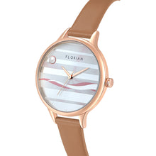 Load image into Gallery viewer, Happy Lady La Mer Dial Tenne Brown and Rose Gold Watch | 34mm