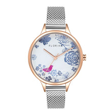 Load image into Gallery viewer, Happy Lady Porcelain Dial Silver and Rose Gold Mesh Watch | 34mm