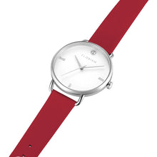 Load image into Gallery viewer, Pure Diamond Cherry Red and Silver Watch | 36mm