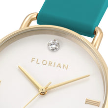 Load image into Gallery viewer, Pure Diamond Aqua Green and Champagne Gold Watch | 36mm