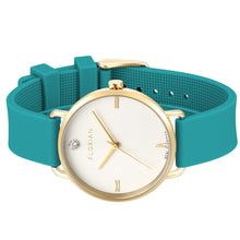 Load image into Gallery viewer, Pure Diamond Aqua Green and Champagne Gold Watch | 36mm