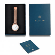 Load image into Gallery viewer, Classic Roman Silver White Dial Rose Gold Mesh Watch | 36mm