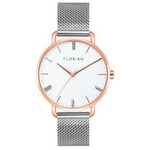 Load image into Gallery viewer, Classic Roman Silver White Dial Silver and Rose Gold Mesh Watch | 36mm