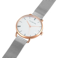 Load image into Gallery viewer, Classic Roman Silver White Dial Silver and Rose Gold Mesh Watch | 36mm