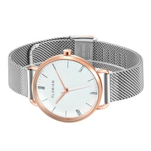 Load image into Gallery viewer, Classic Roman Silver White Dial Silver and Rose Gold Mesh Watch | 36mm