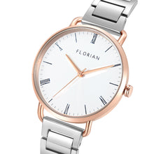 Load image into Gallery viewer, Classic Roman Silver White Dial Silver and Rose Gold Bracelet Watch | 36mm