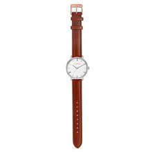 Load image into Gallery viewer, Classic Roman Silver White Dial Timber Tan and Silver Watch | 36mm