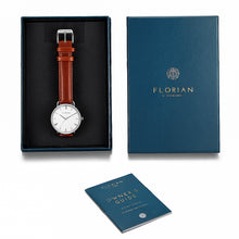 Load image into Gallery viewer, Classic Roman Silver White Dial Timber Tan and Silver Watch | 36mm