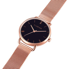 Load image into Gallery viewer, Classic Roman Black Dial Rose Gold Mesh Watch | 36mm