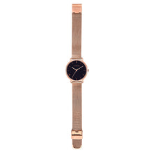 Load image into Gallery viewer, Classic Roman Black Dial Rose Gold Mesh Watch | 36mm