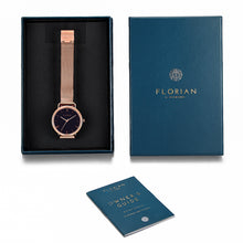 Load image into Gallery viewer, Classic Roman Black Dial Rose Gold Mesh Watch | 36mm