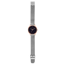 Load image into Gallery viewer, Classic Roman Black Dial Silver and Rose Gold Mesh Watch | 36mm