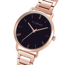 Load image into Gallery viewer, Classic Roman Black Dial Rose Gold Bracelet Watch | 36mm