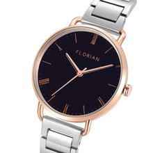 Load image into Gallery viewer, Classic Roman Black Dial Silver and Rose Gold Bracelet Watch | 36mm