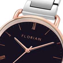 Load image into Gallery viewer, Classic Roman Black Dial Silver and Rose Gold Bracelet Watch | 36mm