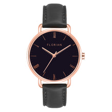 Load image into Gallery viewer, Classic Roman Black Dial Eagle Black and Rose Gold Watch | 36mm