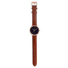 Load image into Gallery viewer, Classic Roman Black Dial Timber Tan and Rose Gold Watch | 36mm