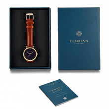 Load image into Gallery viewer, Classic Roman Black Dial Timber Tan and Rose Gold Watch | 36mm