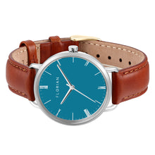Load image into Gallery viewer, Classic Roman Turqouise Dial Timber Tan and Silver Watch | 36mm