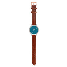 Load image into Gallery viewer, Classic Roman Turqouise Dial Timber Tan and Silver Watch | 36mm