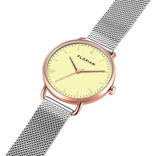 Load image into Gallery viewer, Classic Roman Lemon Yellow Dial Silver and Rose Gold Mesh Watch | 36mm