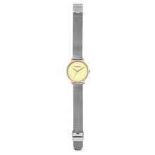 Load image into Gallery viewer, Classic Roman Lemon Yellow Dial Silver and Rose Gold Mesh Watch | 36mm