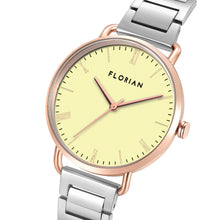 Load image into Gallery viewer, Classic Roman Lemon Yellow Dial Silver and Rose Gold Bracelet Watch | 36mm