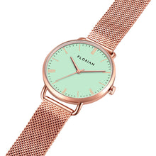 Load image into Gallery viewer, Classic Roman Palm Green Dial Rose Gold Mesh Watch | 36mm