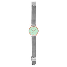 Load image into Gallery viewer, Classic Roman Palm Green Dial Silver and Rose Gold Mesh Watch | 36mm