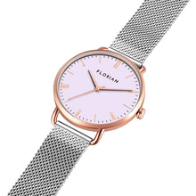 Load image into Gallery viewer, Classic Roman Milky Purple Dial Silver and Rose Gold Mesh Watch | 36mm