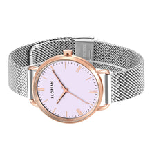 Load image into Gallery viewer, Classic Roman Milky Purple Dial Silver and Rose Gold Mesh Watch | 36mm