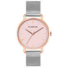 Load image into Gallery viewer, Classic Roman Pastel Pink Dial Silver and Rose Gold Mesh Watch | 36mm