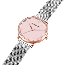 Load image into Gallery viewer, Classic Roman Pastel Pink Dial Silver and Rose Gold Mesh Watch | 36mm