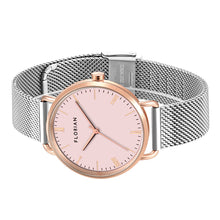 Load image into Gallery viewer, Classic Roman Pastel Pink Dial Silver and Rose Gold Mesh Watch | 36mm