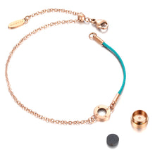 Load image into Gallery viewer, Aroma Rainbow Diamond Aqua Green and Rose Gold Bracelet