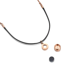 Load image into Gallery viewer, Aroma Rainbow Diamond Pure Black and Rose Gold Necklace