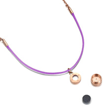 Load image into Gallery viewer, Aroma Rainbow Diamond Bright Violet and Rose Gold Necklace