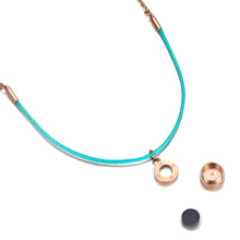 Load image into Gallery viewer, Aroma Rainbow Diamond Aqua Green and Rose Gold Necklace