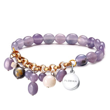 Load image into Gallery viewer, Aroma GEM Purple Aventurine Bracelet with Fanatic Agate Charm | 8mm