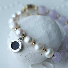 Load image into Gallery viewer, Aroma GEM Pearl x Lavender Amethyst Bracelet | 8mm