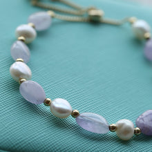 Load image into Gallery viewer, Aroma GEM Pearl x Lavender Amethyst Bracelet | 8mm