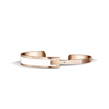 Load image into Gallery viewer, Petite Metropolitan Diamond Ivory White &amp; Tenne Brown and Rose Gold Bangle | 10mm
