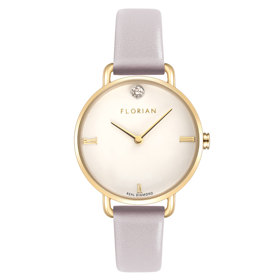 Pure Diamond Lilac Violet and Champagne Gold Watch | 30mm