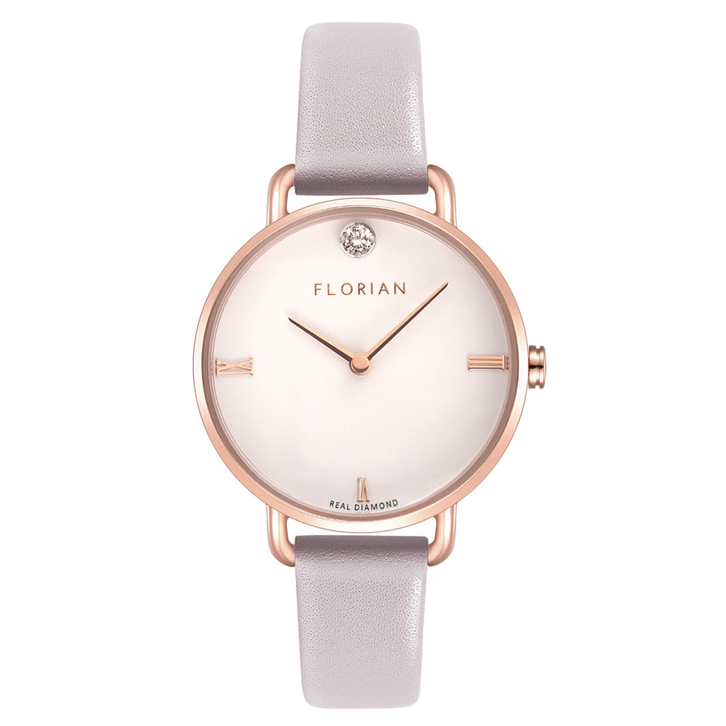 Pure Diamond Lilac Violet and Rose Gold Watch | 30mm