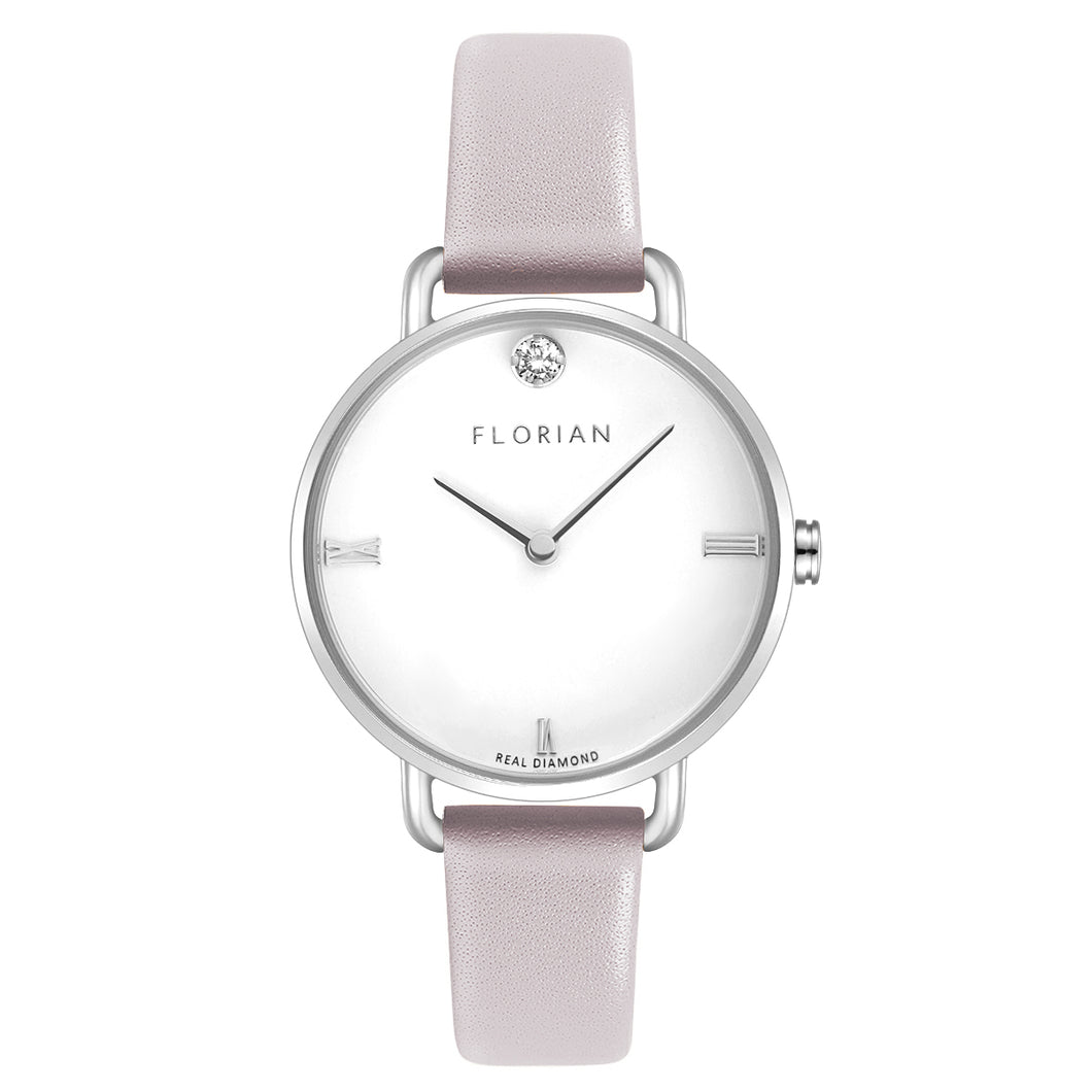 Pure Diamond Lilac Violet and Silver Watch | 30mm