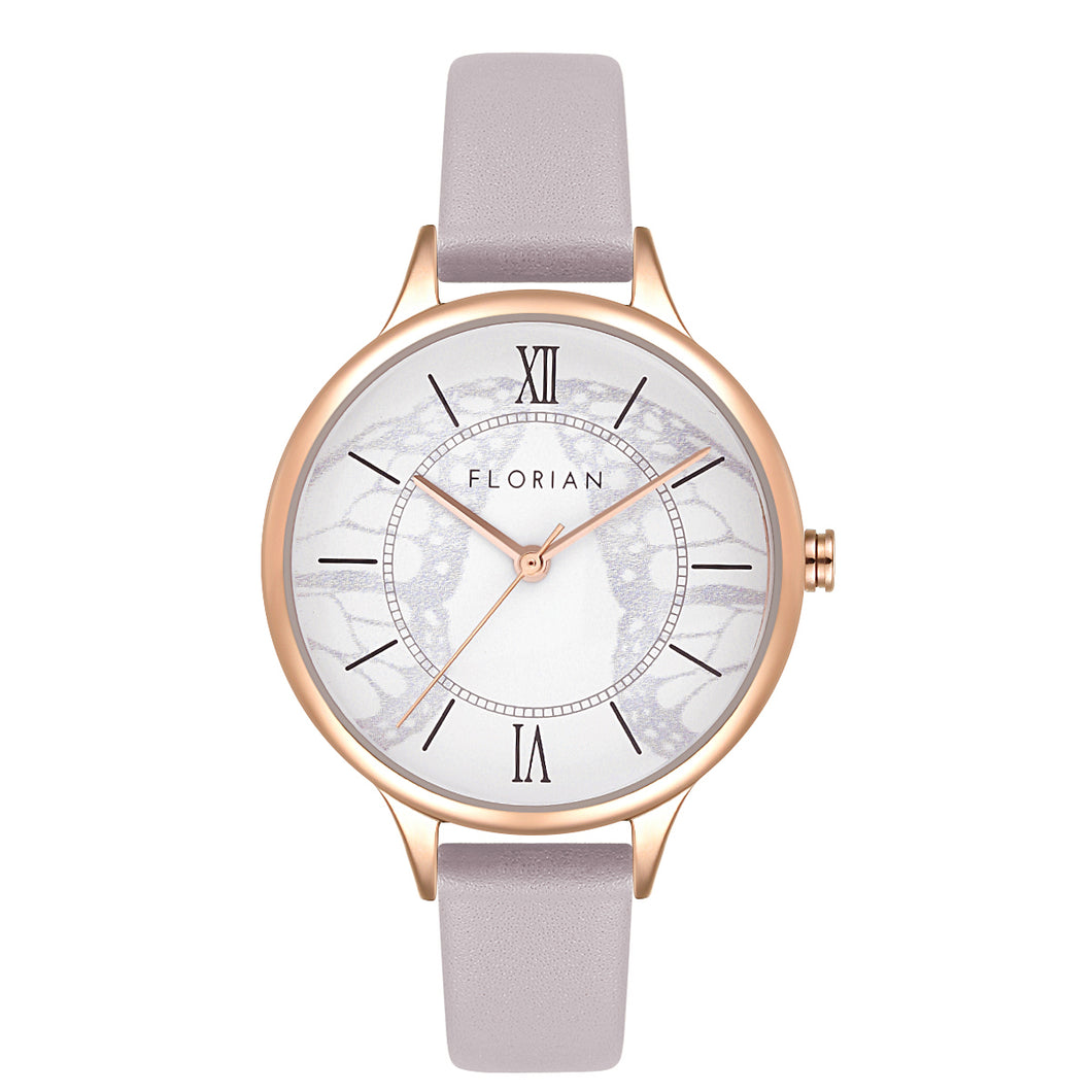 Happy Lady Papillon Dial Lilac Violet and Rose Gold Watch | 34mm